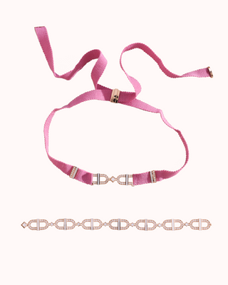 VITAMIN PINK CHOKER BRACELET - WHITE MOTHER-OF-PEARL