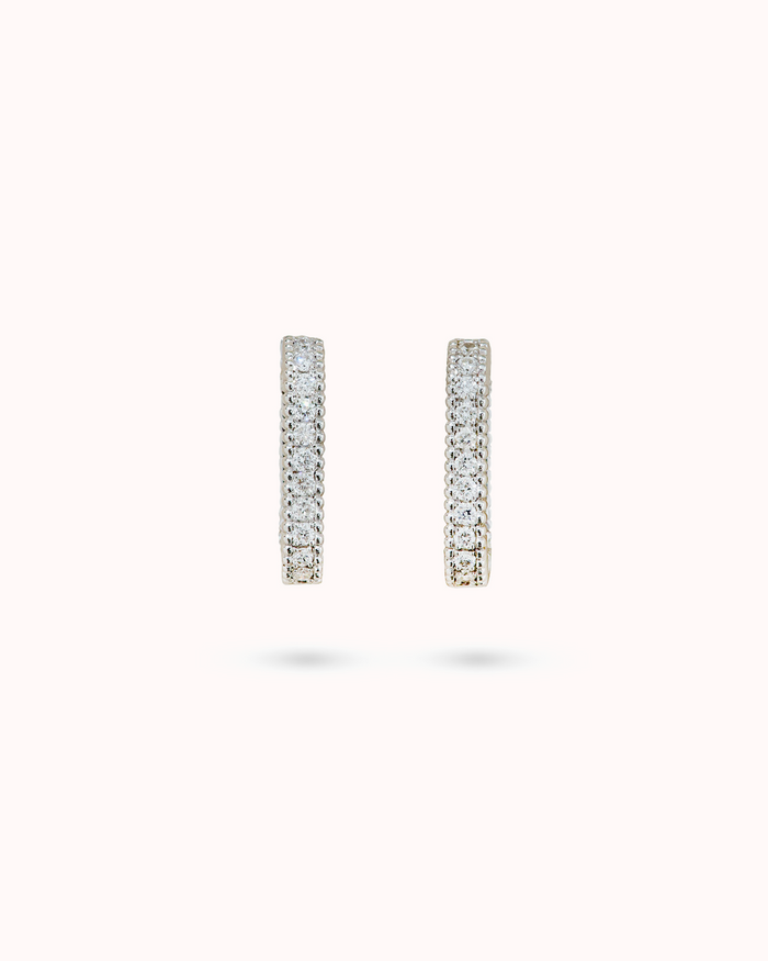 VITAMIN PINK RIBBON HOOPS - SMALL DIAMOND PAVÉ