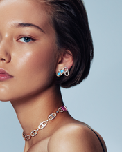 Load image into Gallery viewer, VITAMIN PINK ENERGY RIBBON STUDS - TURQUOISE