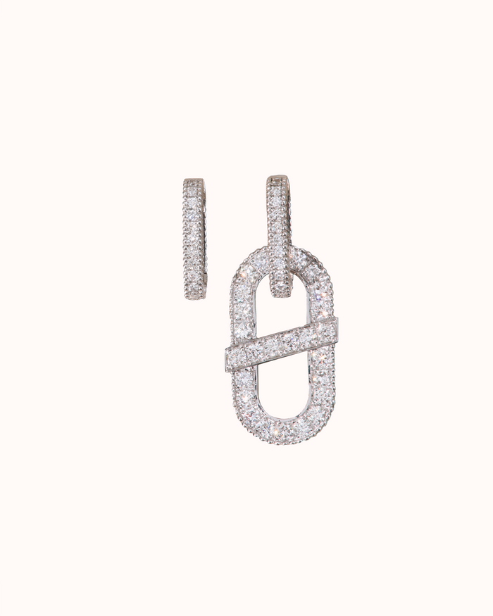 VITAMIN PINK RIBBON HOOPS - SMALL DIAMOND PAVÉ