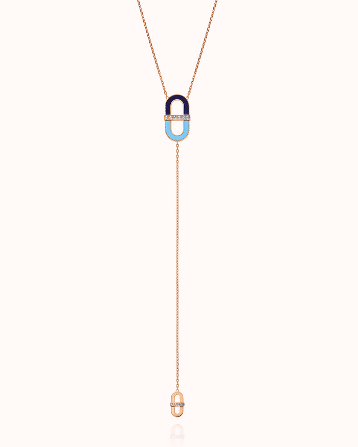 VITAMIN PINK LIGHT NECKLACE - LAPIS & TURQUOISE