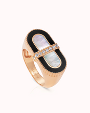 Load image into Gallery viewer, VITAMIN PINK COLOURS RING - ONYX & MOTHER-OF-PEARL