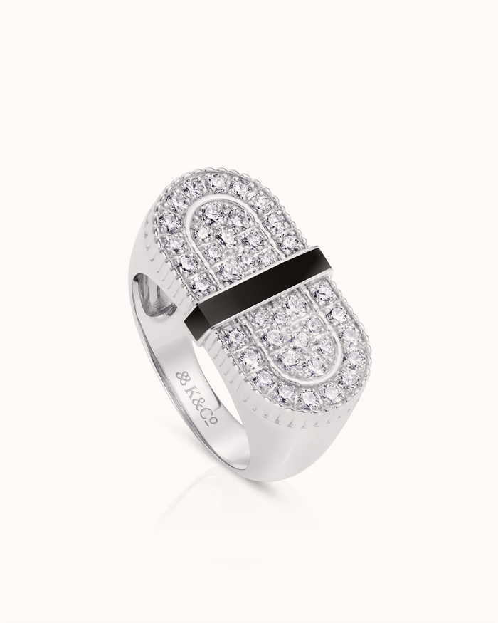 VITAMIN PINK COLOURS RING - PAVÉ & ONYX