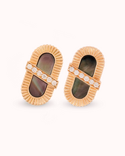 Load image into Gallery viewer, VITAMIN PINK ENERGY RIBBON STUDS - GREY MOTHER-OF-PEARL