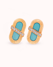 Load image into Gallery viewer, VITAMIN PINK ENERGY RIBBON STUDS - TURQUOISE