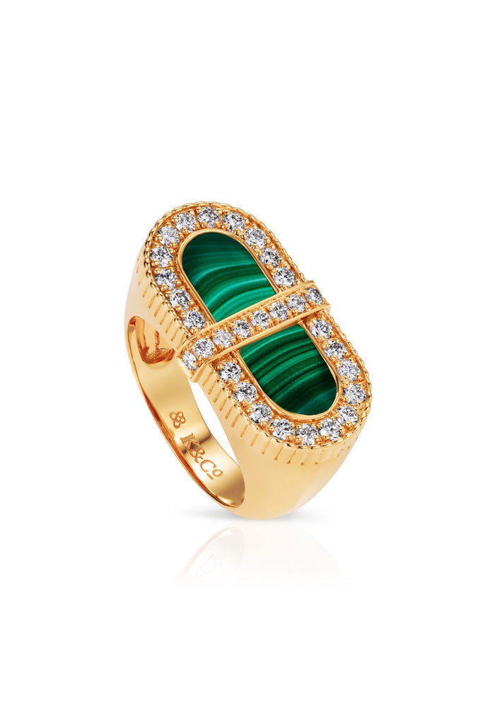 VITAMIN PINK COLOURS RING - MALACHITE