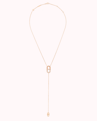 VITAMIN PINK LINE NECKLACE - RIBBON & DIAMONDS