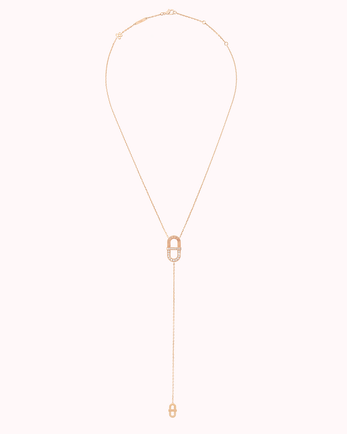 VITAMIN PINK LINE NECKLACE - RIBBON & DIAMONDS