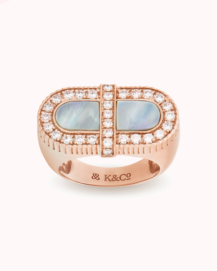 VITAMIN PINK COLOURS RING - WHITE MOTHER-OF-PEARL