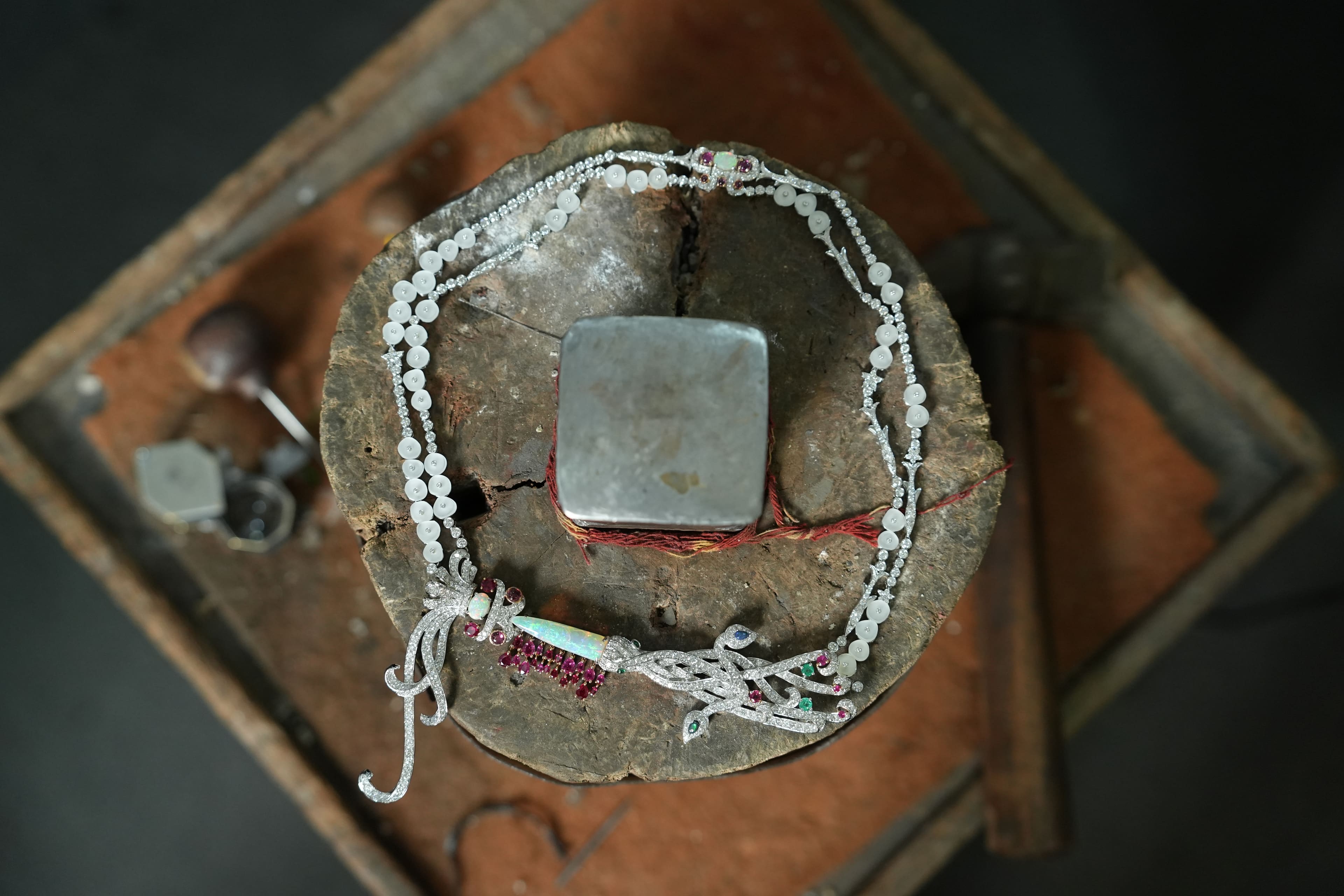 Shimmering Belemnite Necklace editorial portrait