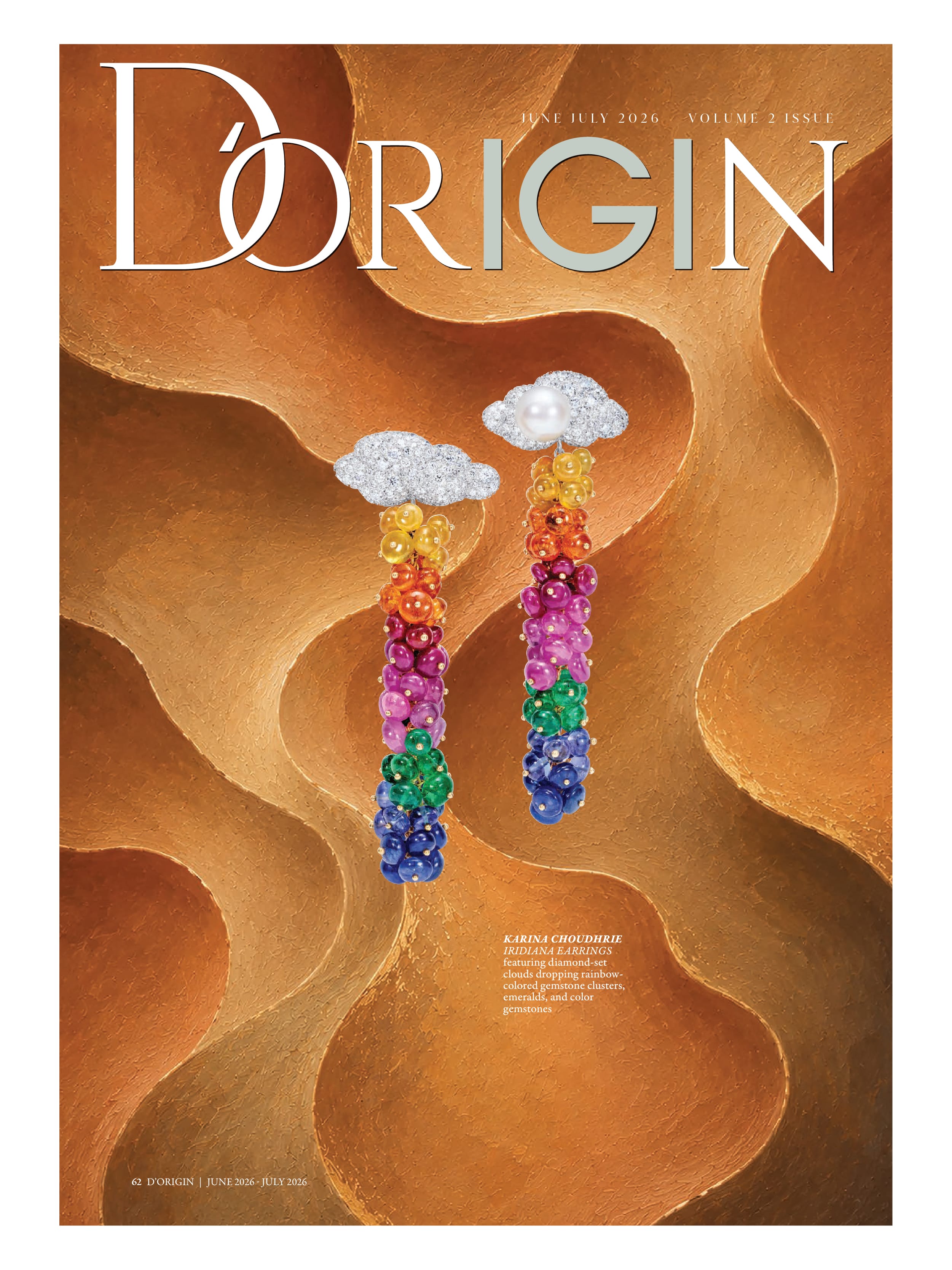 D'Origin June-July 2026 feature with Karina Choudhrie Iridiana earrings