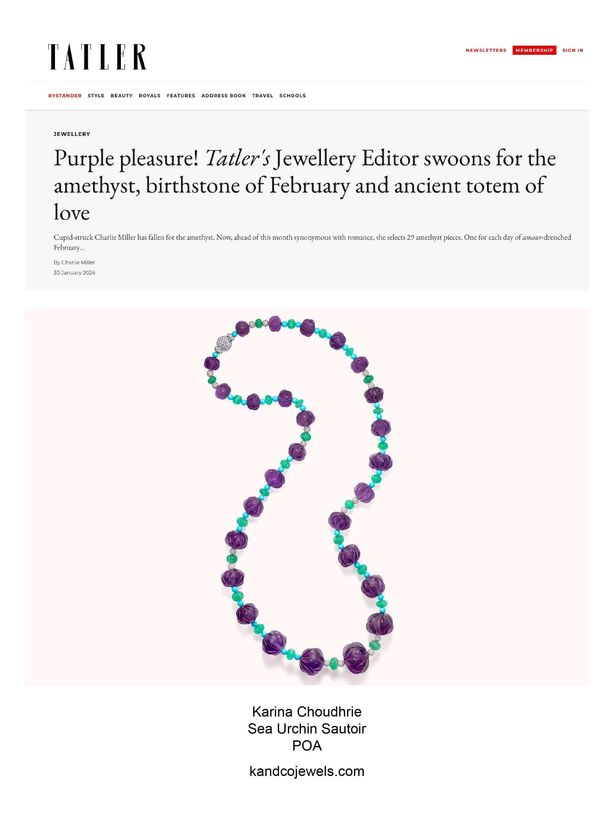 Tatler amethyst birthstone feature