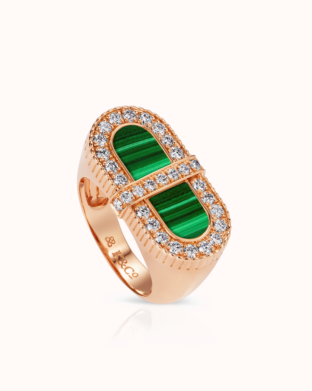 VITAMIN PINK COLOURS RING - MALACHITE