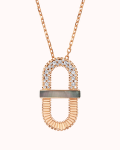 VITAMIN PINK PENDANT SAUTOIR - GREY MOTHER-OF-PEARL